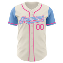 Load image into Gallery viewer, Custom Cream Light Blue White-Pink Authentic Two Tone Baseball Jersey