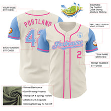 Load image into Gallery viewer, Custom Cream Light Blue White-Pink Authentic Two Tone Baseball Jersey