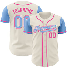Load image into Gallery viewer, Custom Cream Light Blue White-Pink Authentic Two Tone Baseball Jersey