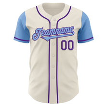 Load image into Gallery viewer, Custom Cream Light Blue-Purple Authentic Two Tone Baseball Jersey