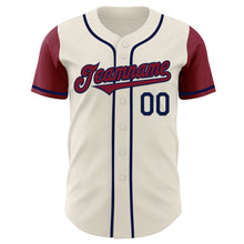 Laden Sie das Bild in den Galerie-Viewer, Custom Cream Crimson-Navy Authentic Two Tone Baseball Jersey