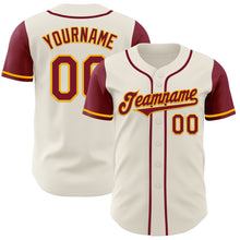 Load image into Gallery viewer, Custom Cream Crimson-Gold Authentic Two Tone Baseball Jersey