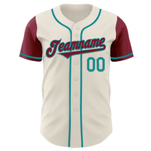 Laden Sie das Bild in den Galerie-Viewer, Custom Cream Crimson-Teal Authentic Two Tone Baseball Jersey