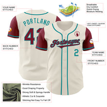Laden Sie das Bild in den Galerie-Viewer, Custom Cream Crimson-Teal Authentic Two Tone Baseball Jersey