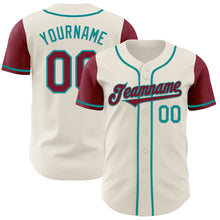 Laden Sie das Bild in den Galerie-Viewer, Custom Cream Crimson-Teal Authentic Two Tone Baseball Jersey
