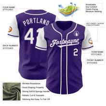 Laden Sie das Bild in den Galerie-Viewer, Custom Purple White Authentic Two Tone Baseball Jersey
