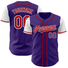 Laden Sie das Bild in den Galerie-Viewer, Custom Purple Red-White Authentic Two Tone Baseball Jersey