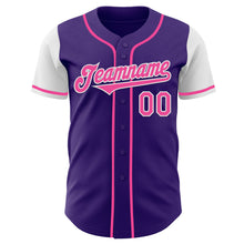 Laden Sie das Bild in den Galerie-Viewer, Custom Purple Pink-White Authentic Two Tone Baseball Jersey