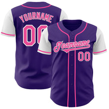 Laden Sie das Bild in den Galerie-Viewer, Custom Purple Pink-White Authentic Two Tone Baseball Jersey