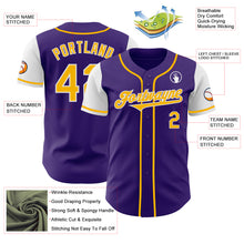 Laden Sie das Bild in den Galerie-Viewer, Custom Purple Gold-White Authentic Two Tone Baseball Jersey