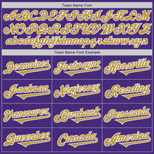 Load image into Gallery viewer, Custom Purple Old Gold-White Authentic Two Tone Baseball Jersey