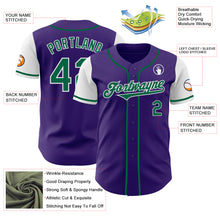 Load image into Gallery viewer, Custom Purple Kelly Green-White Authentic Two Tone Baseball Jersey