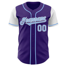 Laden Sie das Bild in den Galerie-Viewer, Custom Purple Light Blue-White Authentic Two Tone Baseball Jersey