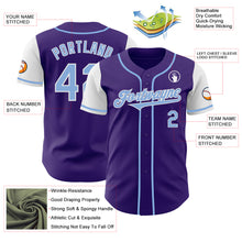Laden Sie das Bild in den Galerie-Viewer, Custom Purple Light Blue-White Authentic Two Tone Baseball Jersey