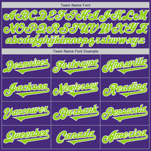 Laden Sie das Bild in den Galerie-Viewer, Custom Purple Neon Green-White Authentic Two Tone Baseball Jersey