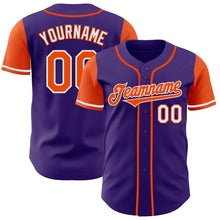 Laden Sie das Bild in den Galerie-Viewer, Custom Purple Orange-White Authentic Two Tone Baseball Jersey