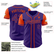 Load image into Gallery viewer, Custom Purple Orange Authentic Two Tone Baseball Jersey