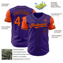 Load image into Gallery viewer, Custom Purple Orange-Black Authentic Two Tone Baseball Jersey