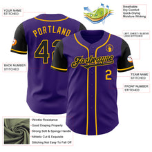 Load image into Gallery viewer, Custom Purple Black-Gold Authentic Two Tone Baseball Jersey