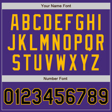 Load image into Gallery viewer, Custom Purple Black-Gold Authentic Two Tone Baseball Jersey