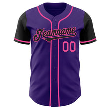 Load image into Gallery viewer, Custom Purple Black-Pink Authentic Two Tone Baseball Jersey