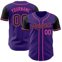 Load image into Gallery viewer, Custom Purple Black-Pink Authentic Two Tone Baseball Jersey