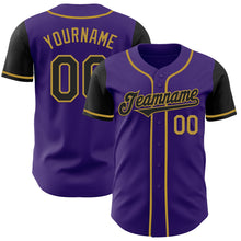 Load image into Gallery viewer, Custom Purple Black-Old Gold Authentic Two Tone Baseball Jersey