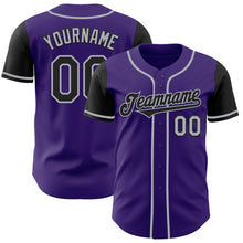 Laden Sie das Bild in den Galerie-Viewer, Custom Purple Black-Gray Authentic Two Tone Baseball Jersey