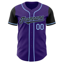 Laden Sie das Bild in den Galerie-Viewer, Custom Purple Black-Light Blue Authentic Two Tone Baseball Jersey