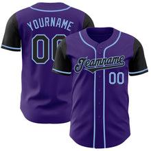 Laden Sie das Bild in den Galerie-Viewer, Custom Purple Black-Light Blue Authentic Two Tone Baseball Jersey