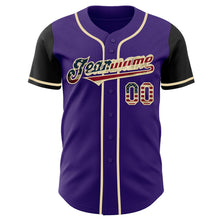 Laden Sie das Bild in den Galerie-Viewer, Custom Purple Vintage USA Flag Black-Cream Authentic Two Tone Baseball Jersey