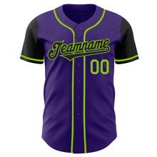 Laden Sie das Bild in den Galerie-Viewer, Custom Purple Black-Neon Green Authentic Two Tone Baseball Jersey