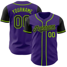 Laden Sie das Bild in den Galerie-Viewer, Custom Purple Black-Neon Green Authentic Two Tone Baseball Jersey