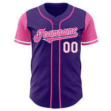 Laden Sie das Bild in den Galerie-Viewer, Custom Purple Pink-White Authentic Two Tone Baseball Jersey