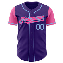 Laden Sie das Bild in den Galerie-Viewer, Custom Purple Pink-Light Blue Authentic Two Tone Baseball Jersey