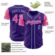 Laden Sie das Bild in den Galerie-Viewer, Custom Purple Pink-Light Blue Authentic Two Tone Baseball Jersey