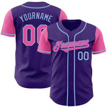 Laden Sie das Bild in den Galerie-Viewer, Custom Purple Pink-Light Blue Authentic Two Tone Baseball Jersey