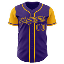Laden Sie das Bild in den Galerie-Viewer, Custom Purple Gold Authentic Two Tone Baseball Jersey