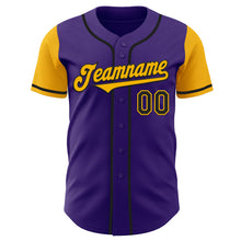 Laden Sie das Bild in den Galerie-Viewer, Custom Purple Gold-Black Authentic Two Tone Baseball Jersey