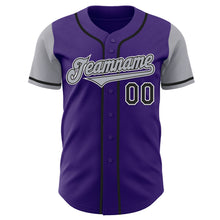 Laden Sie das Bild in den Galerie-Viewer, Custom Purple Gray-Black Authentic Two Tone Baseball Jersey