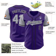 Laden Sie das Bild in den Galerie-Viewer, Custom Purple Gray-Black Authentic Two Tone Baseball Jersey
