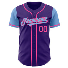 Laden Sie das Bild in den Galerie-Viewer, Custom Purple Light Blue-Pink Authentic Two Tone Baseball Jersey