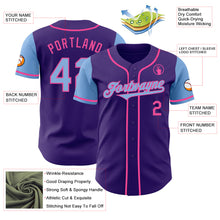 Laden Sie das Bild in den Galerie-Viewer, Custom Purple Light Blue-Pink Authentic Two Tone Baseball Jersey