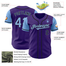 Laden Sie das Bild in den Galerie-Viewer, Custom Purple Light Blue-Black Authentic Two Tone Baseball Jersey