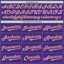 Load image into Gallery viewer, Custom Purple Light Blue-Red Authentic Two Tone Baseball Jersey