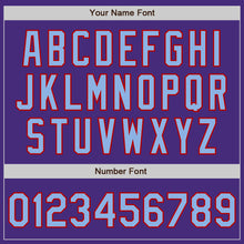 Load image into Gallery viewer, Custom Purple Light Blue-Red Authentic Two Tone Baseball Jersey