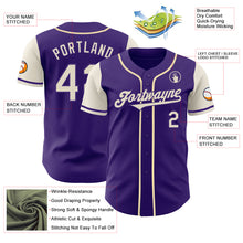 Laden Sie das Bild in den Galerie-Viewer, Custom Purple Cream Authentic Two Tone Baseball Jersey