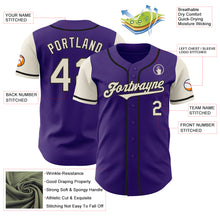Laden Sie das Bild in den Galerie-Viewer, Custom Purple Cream-Black Authentic Two Tone Baseball Jersey