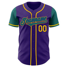 Laden Sie das Bild in den Galerie-Viewer, Custom Purple Teal-Yellow Authentic Two Tone Baseball Jersey