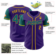 Laden Sie das Bild in den Galerie-Viewer, Custom Purple Teal-Yellow Authentic Two Tone Baseball Jersey